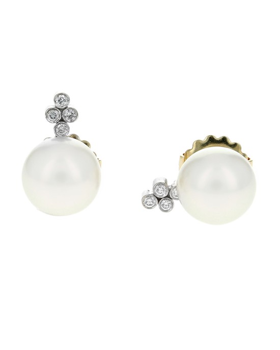 Pearl and Diamond Accent Stud Earrings